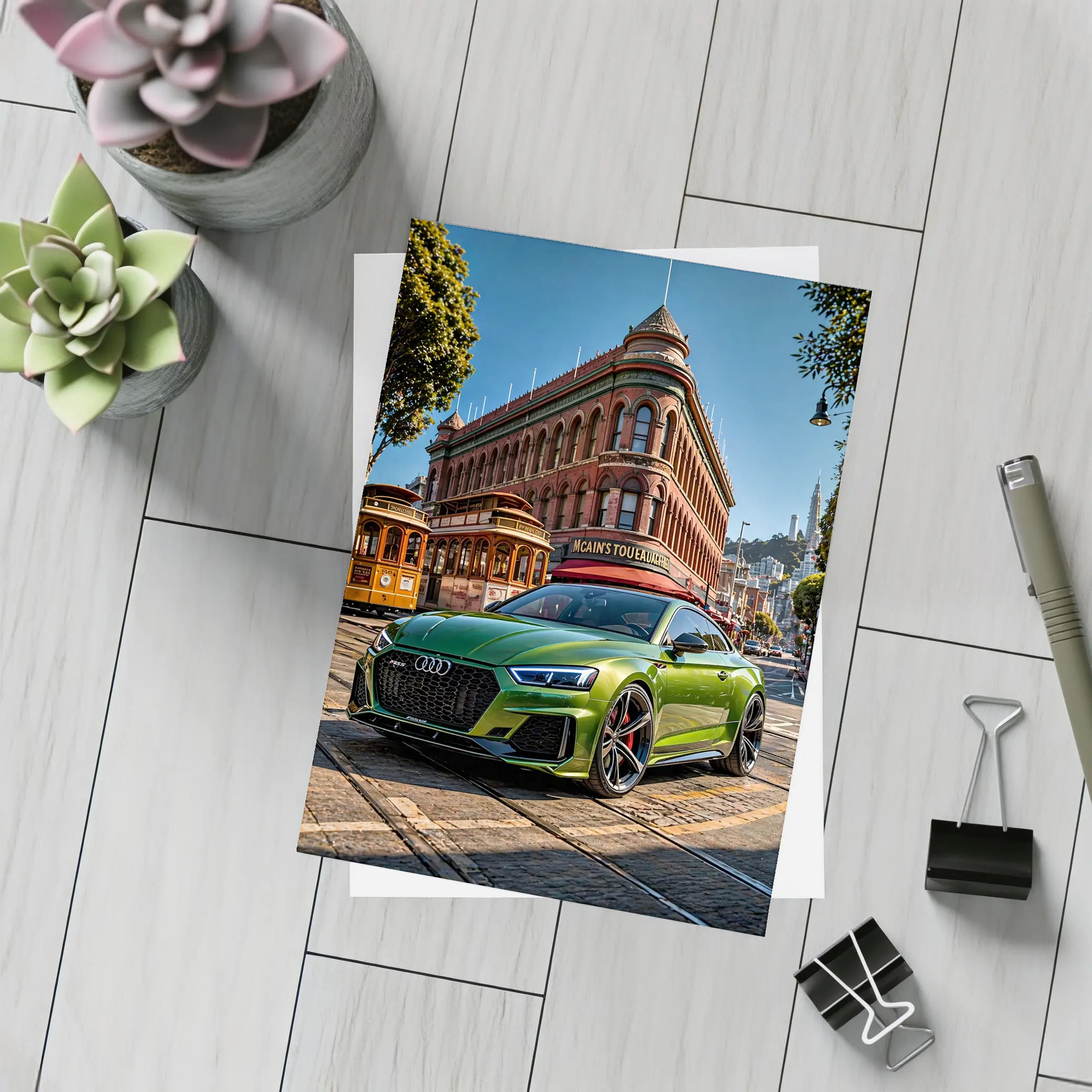 Audi RS5 Green San Francisco Street Scene – Postcards