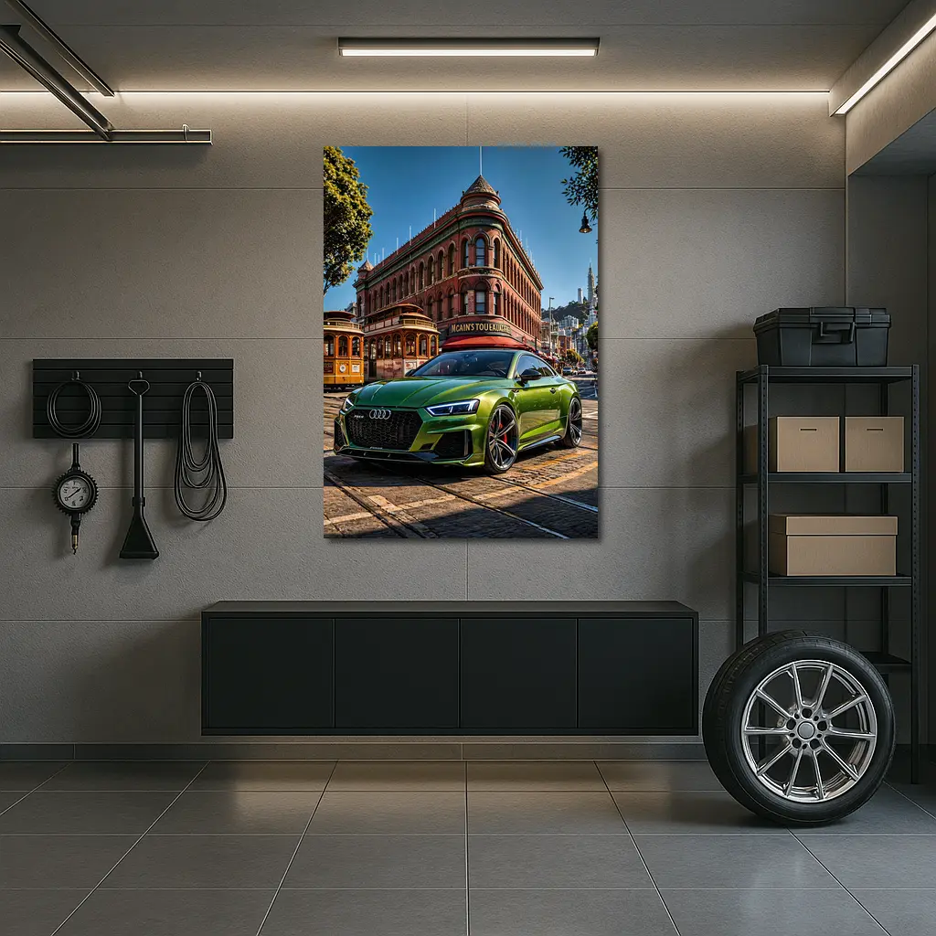 Audi RS5 Green San Francisco Street Scene – Wall Art