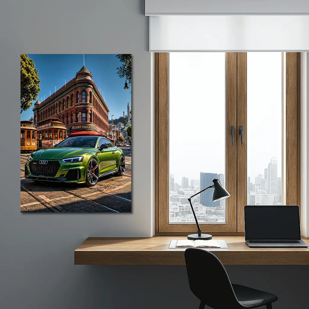 Audi RS5 Green San Francisco Street Scene – Wall Art