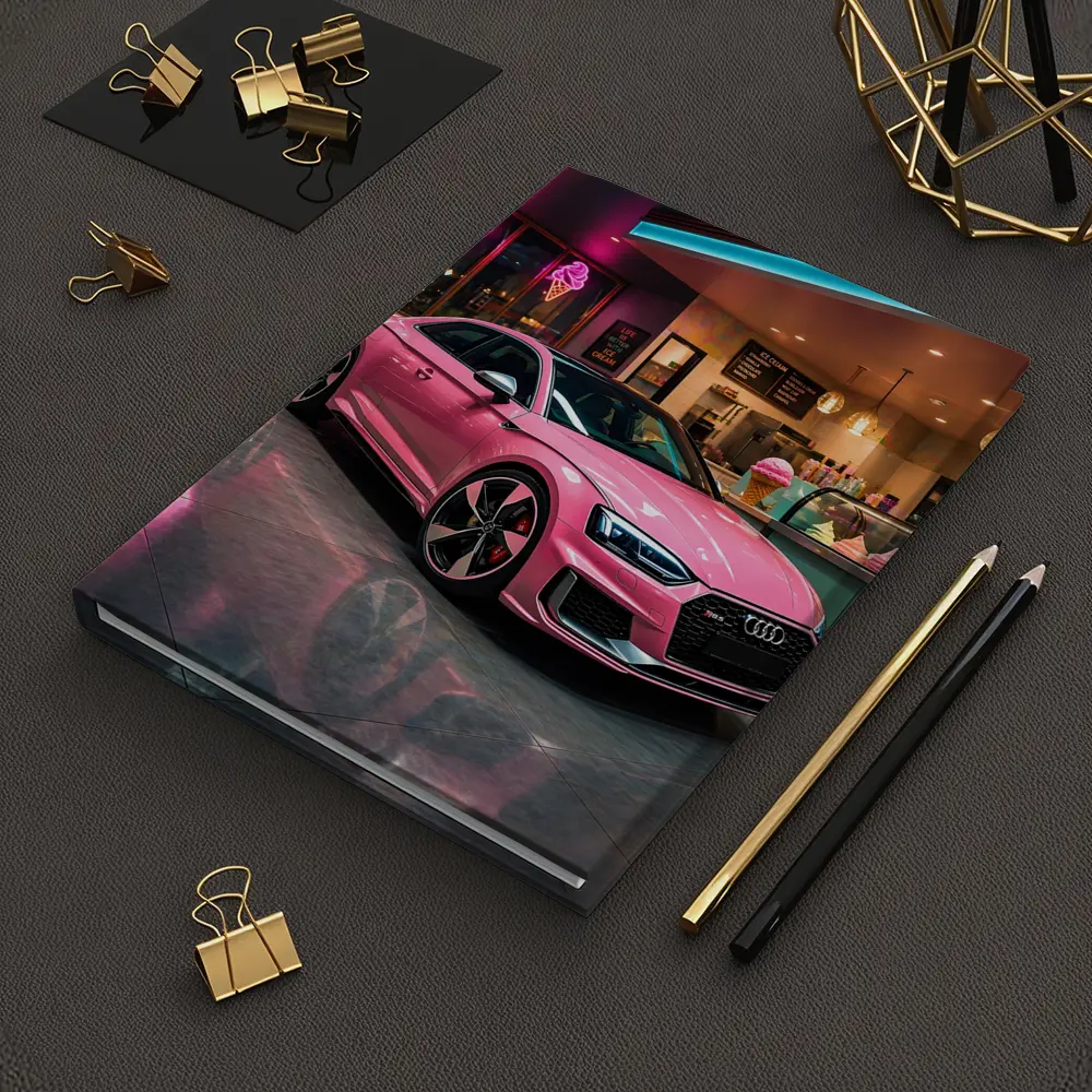 Pink Audi RS5 Inside Neon Ice Cream Shop – Notebooks
