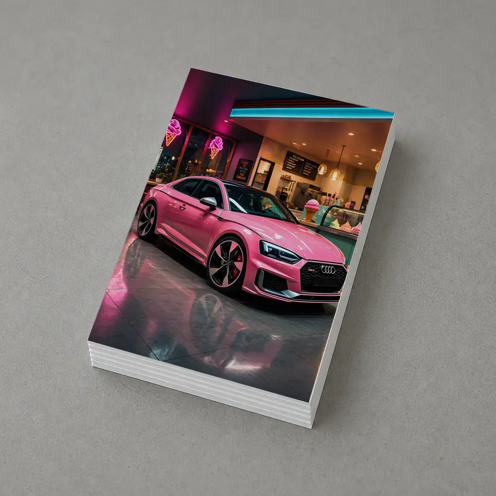 Pink Audi RS5 Inside Neon Ice Cream Shop – Postcards