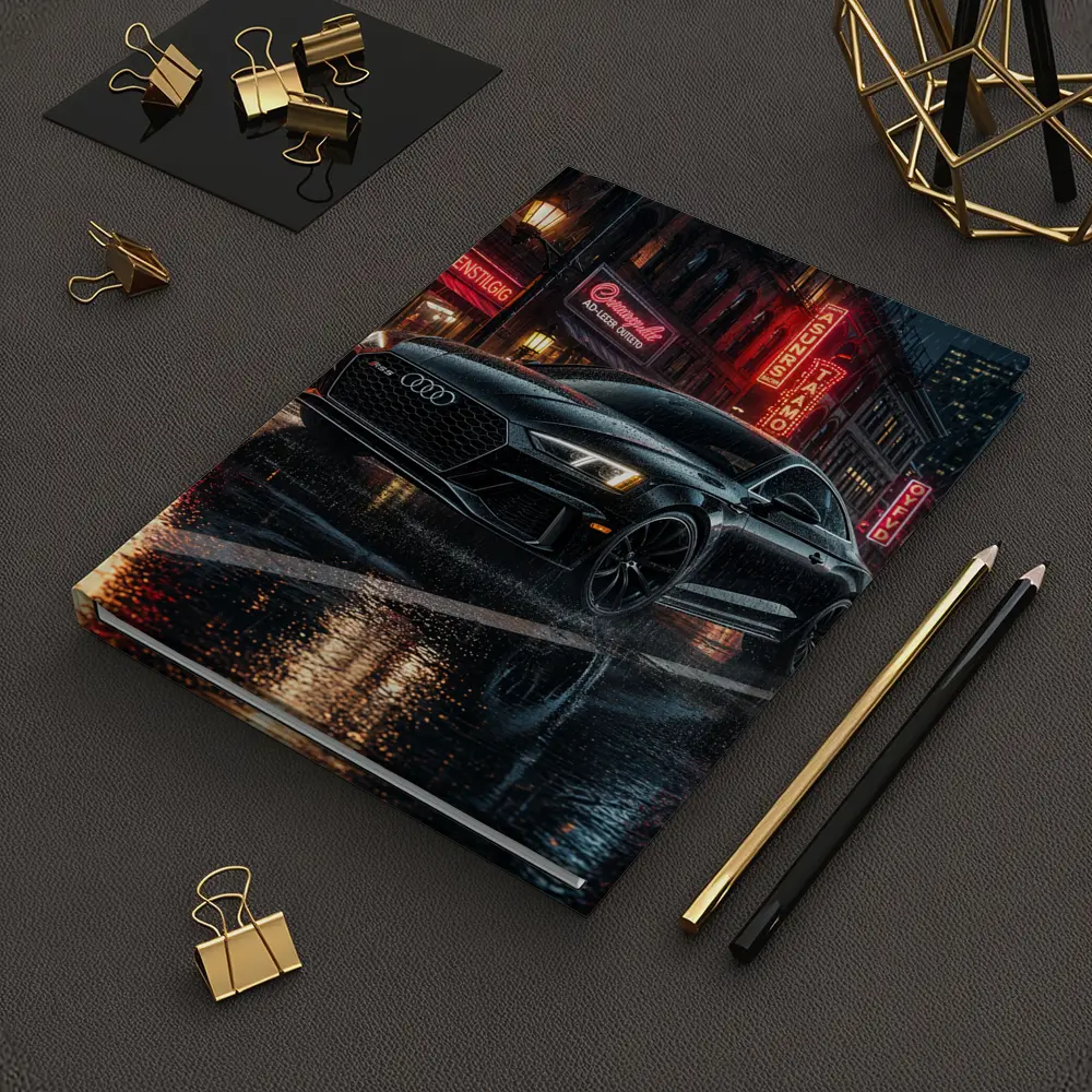 Audi RS5 Black Rainy Neon City Night – Notebooks