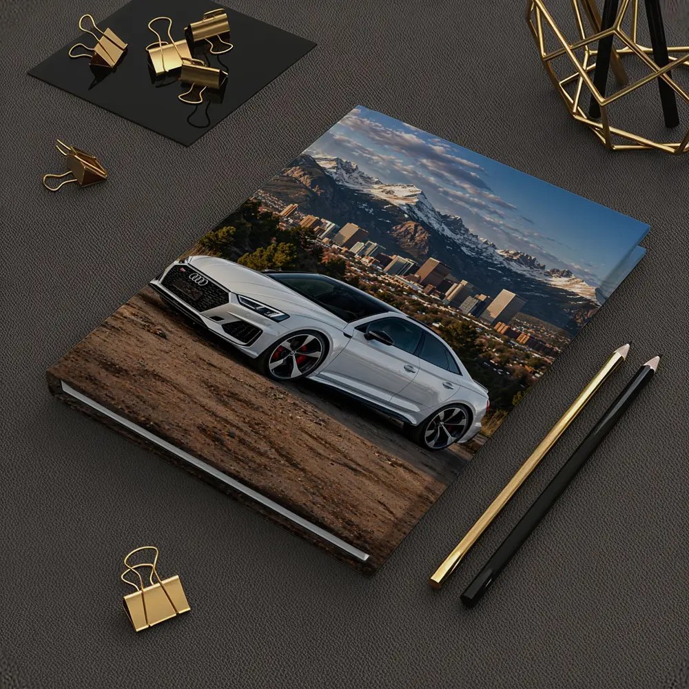 Audi RS5 White Coupe City Mountain Backdrop – Notebooks