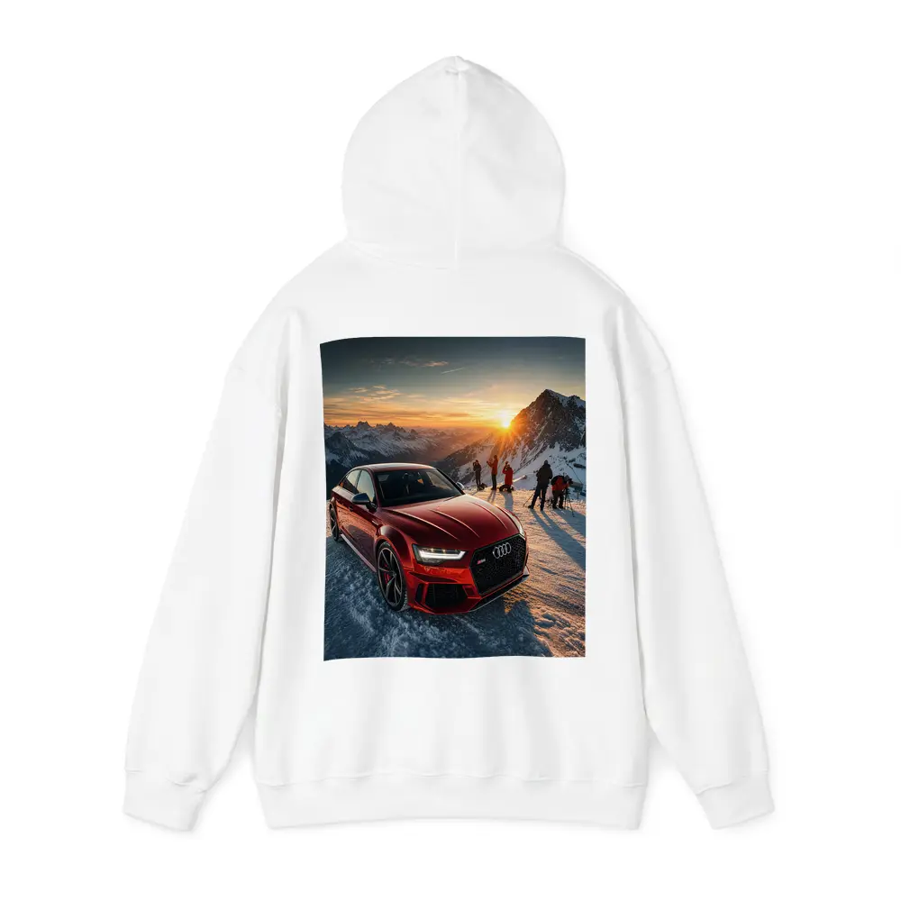 Audi RS6 Red Sedan Snowy Mountain Sunset – Hoodies