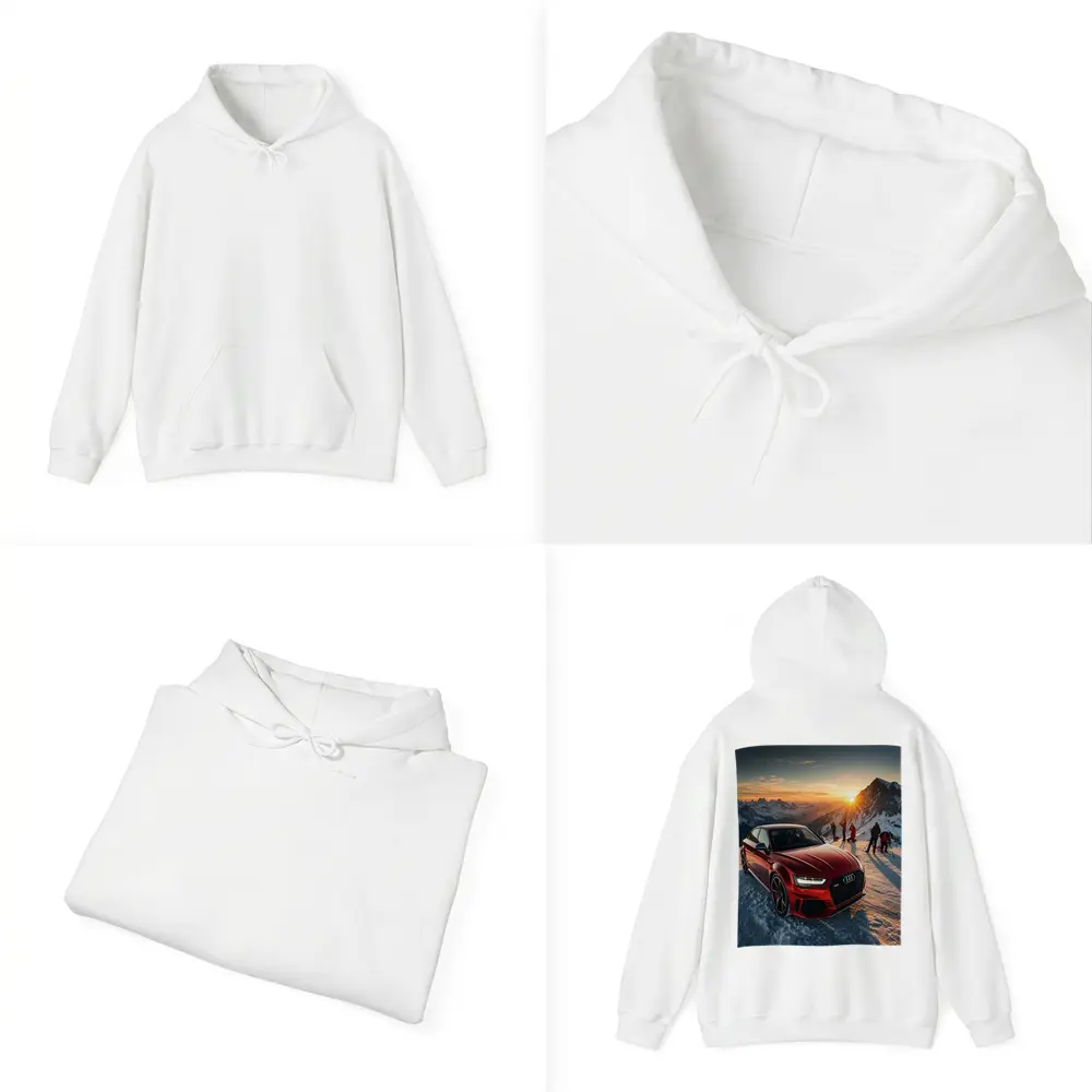 Audi RS6 Red Sedan Snowy Mountain Sunset – Hoodies
