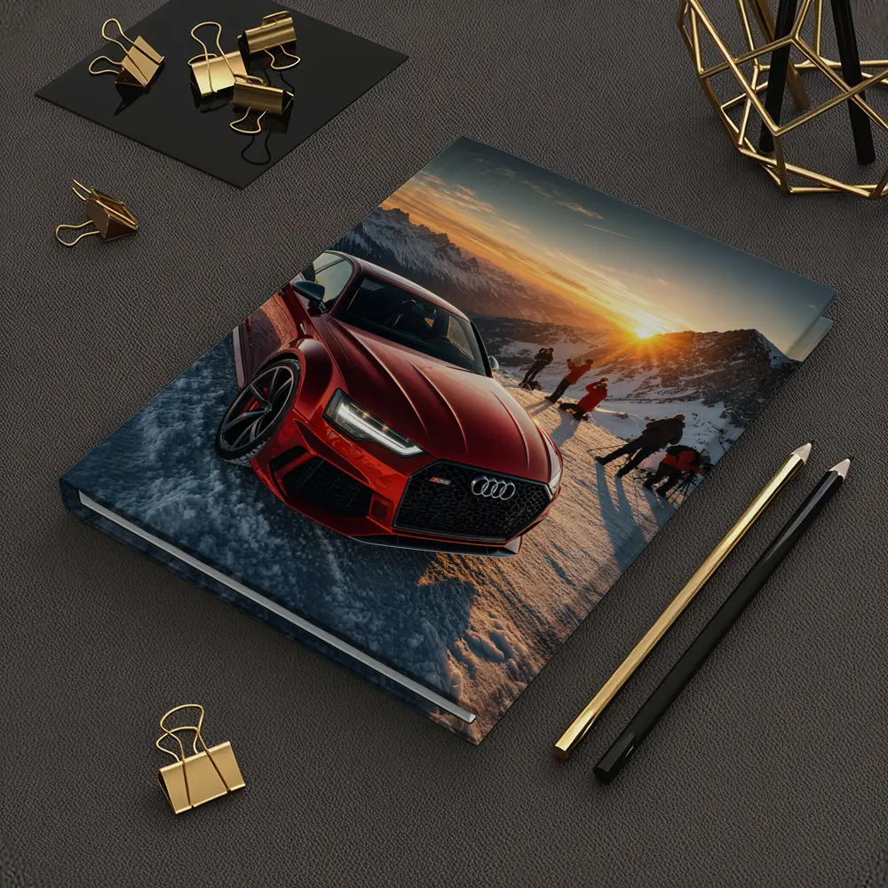 Audi RS6 Red Sedan Snowy Mountain Sunset – Notebooks