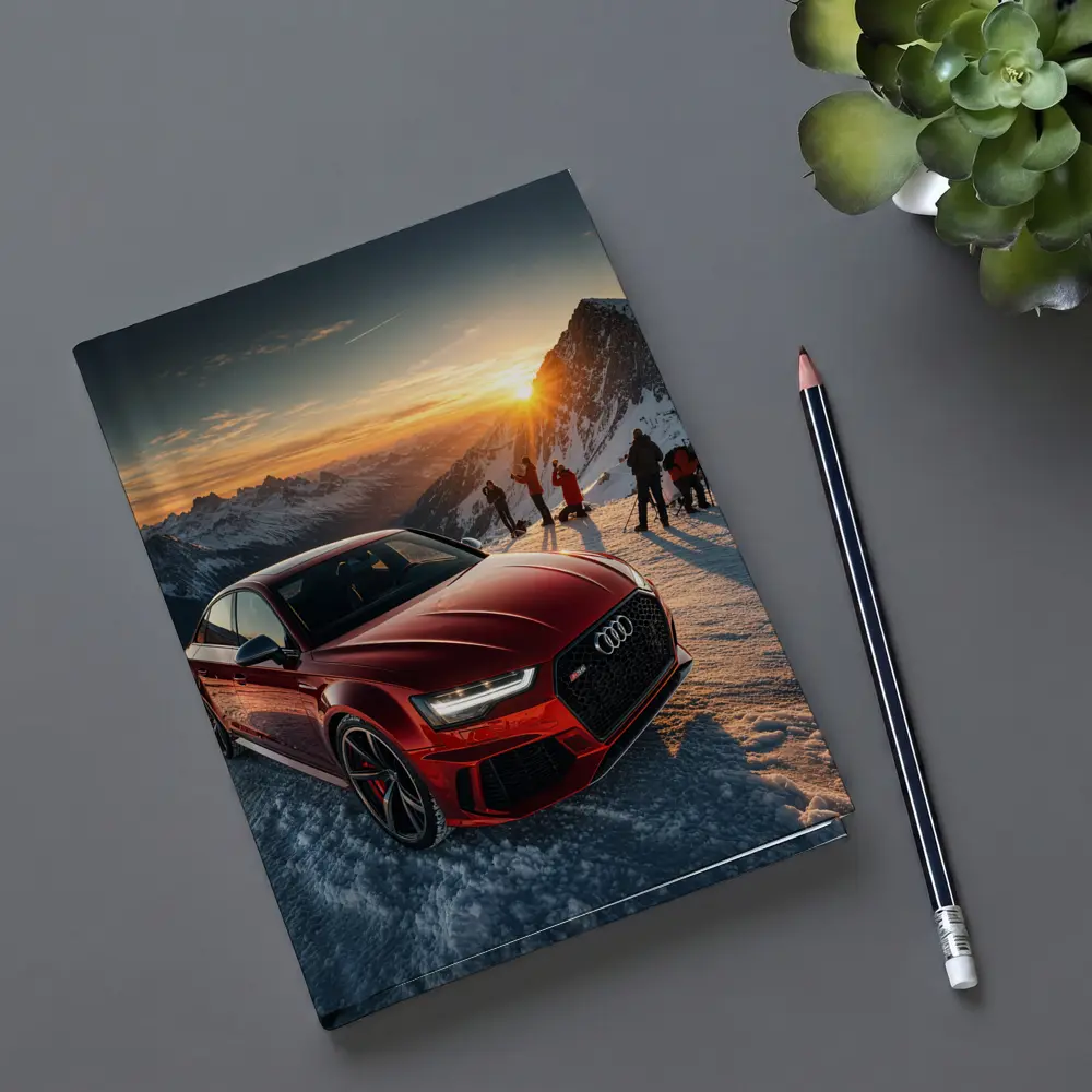 Audi RS6 Red Sedan Snowy Mountain Sunset – Notebooks