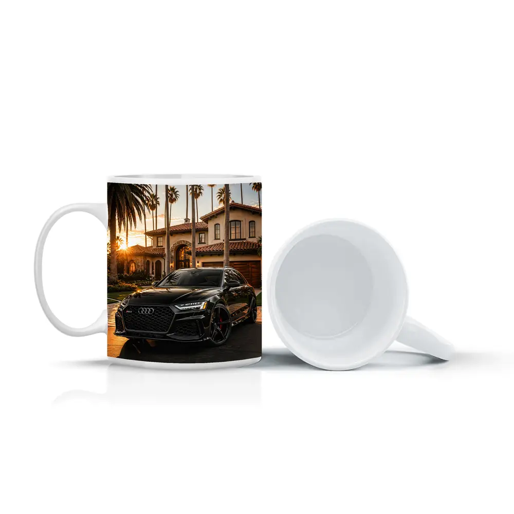 Audi RS6 Black Sunset Mansion Driveway – Mugs