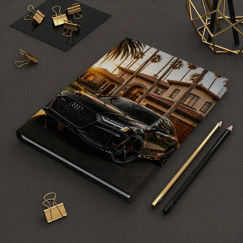 Audi RS6 Black Sunset Mansion Driveway – Notebooks