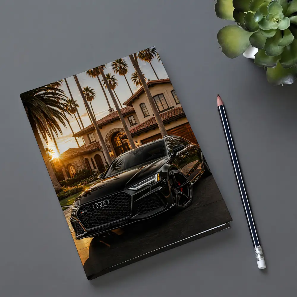 Audi RS6 Black Sunset Mansion Driveway – Notebooks