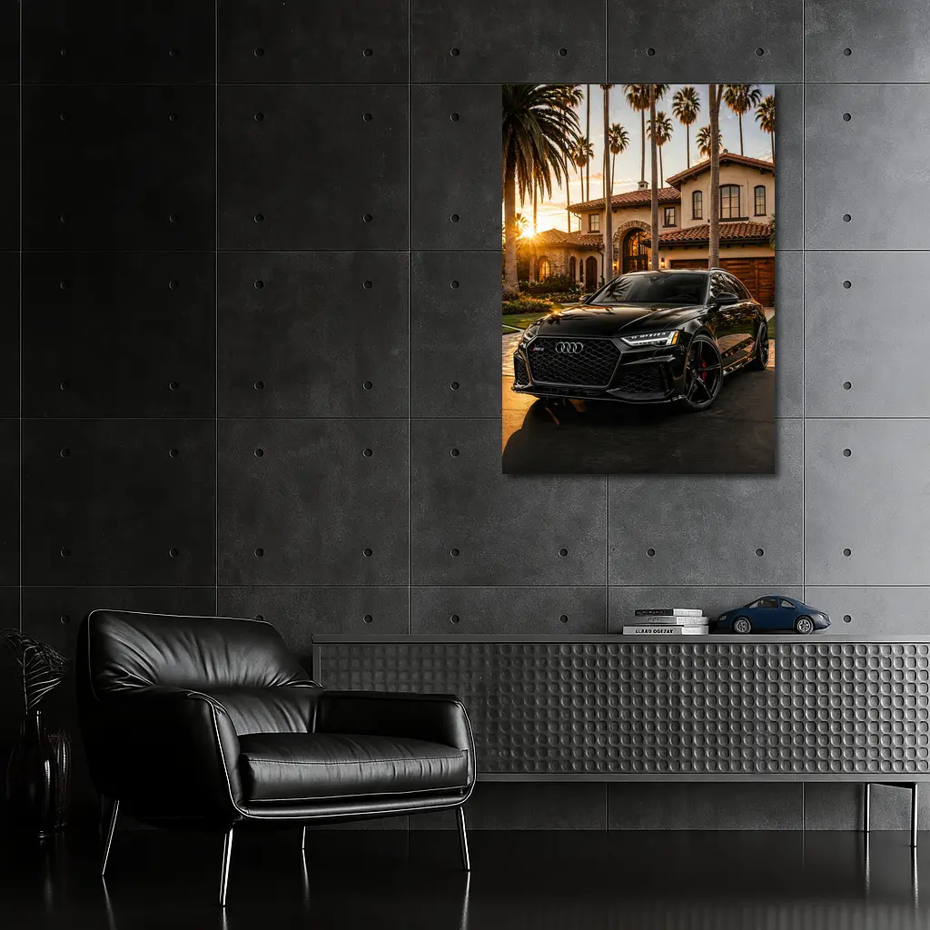 Audi RS6 Black Sunset Mansion Driveway – Wall Art