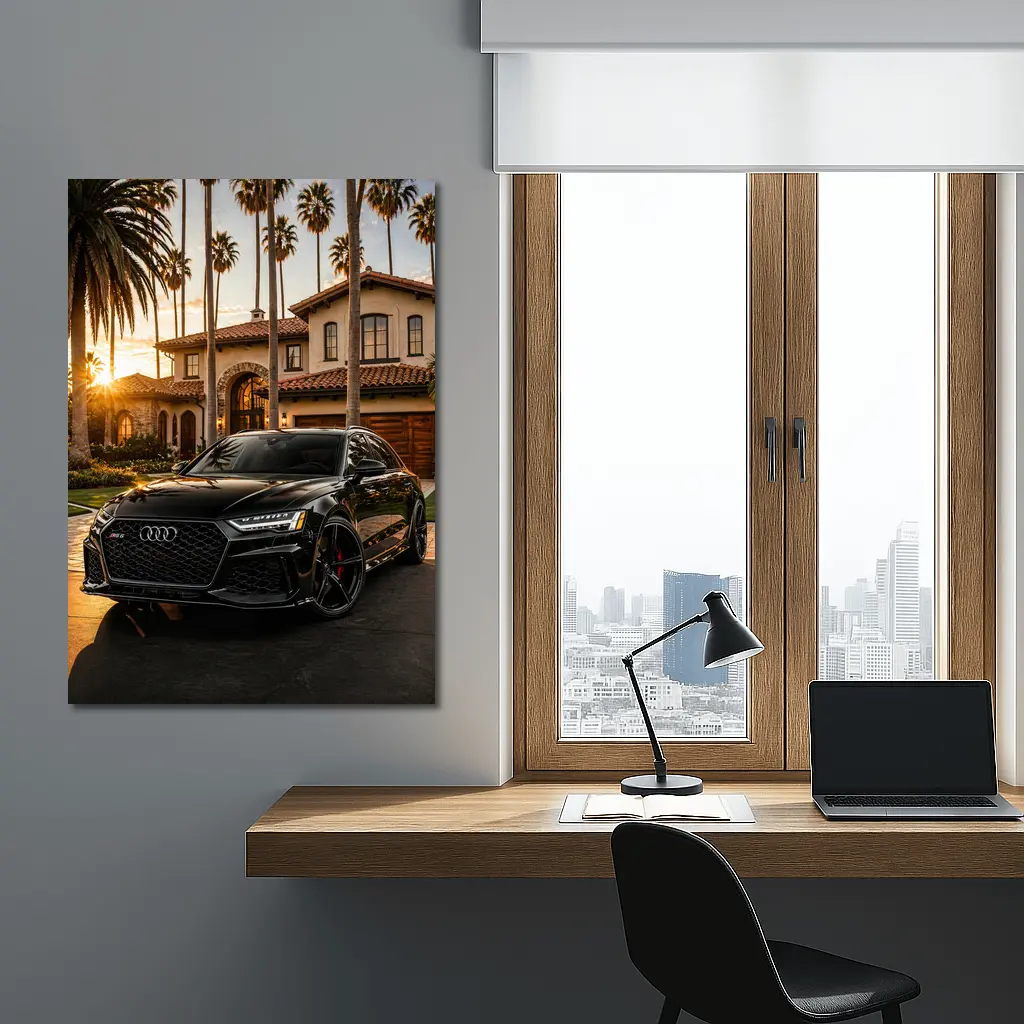 Audi RS6 Black Sunset Mansion Driveway – Wall Art