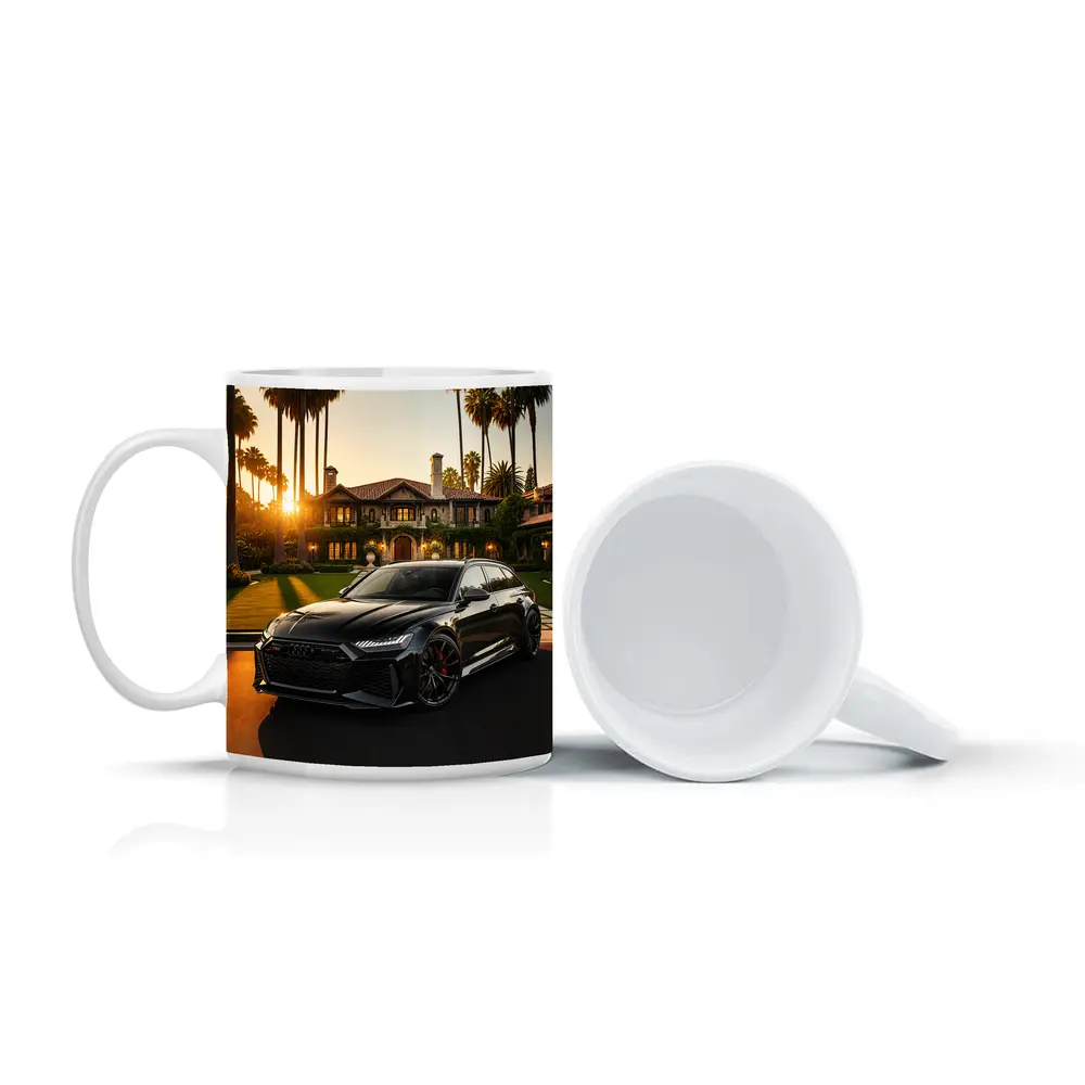 Audi RS6 Black Wagon Mansion Sunset – Mugs