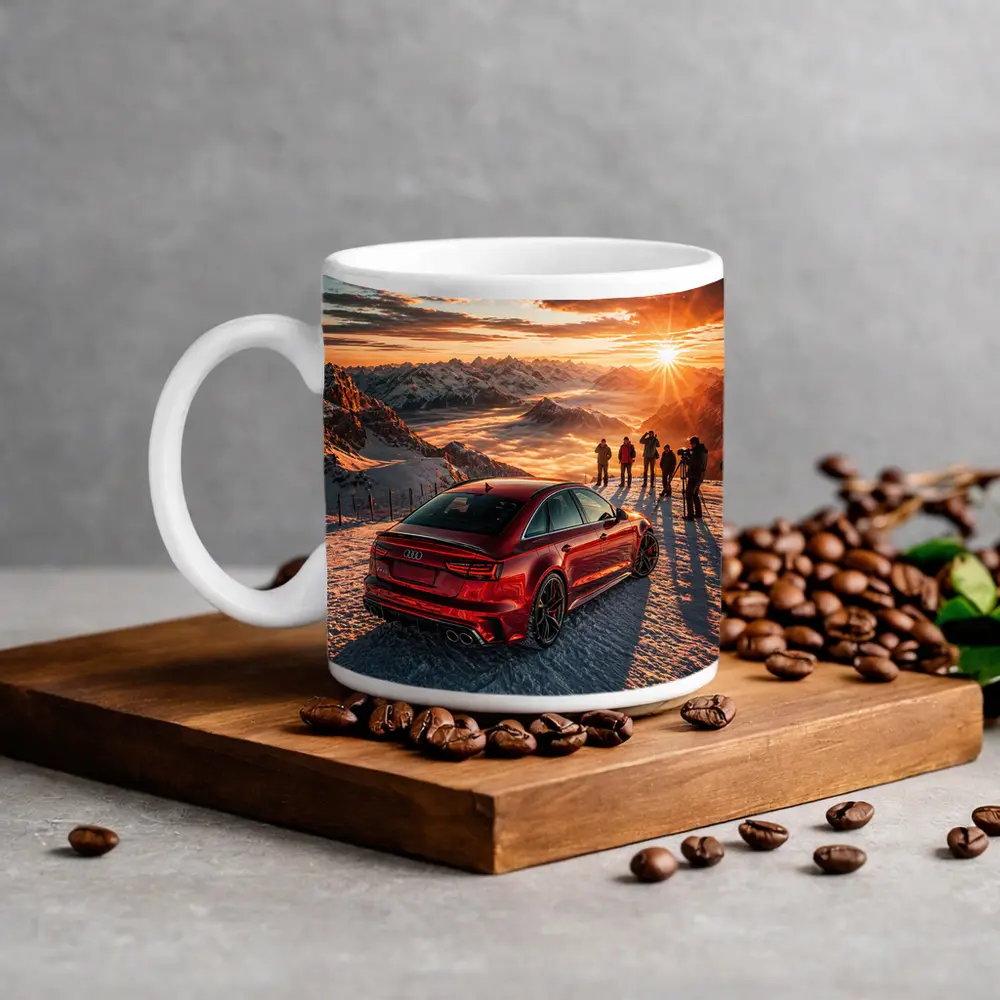 Audi RS6 Red Mountain Sunset Snow – Mugs
