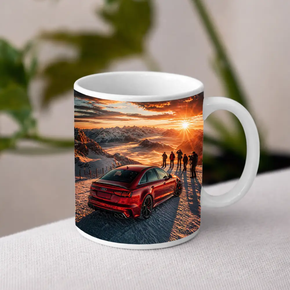 Audi RS6 Red Mountain Sunset Snow – Mugs