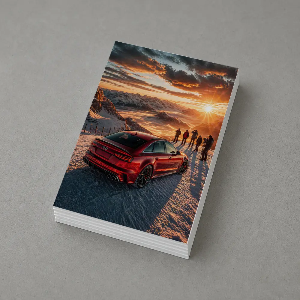 Audi RS6 Red Mountain Sunset Snow – Postcards