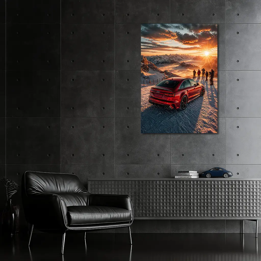 Audi RS6 Red Mountain Sunset Snow – Wall Art
