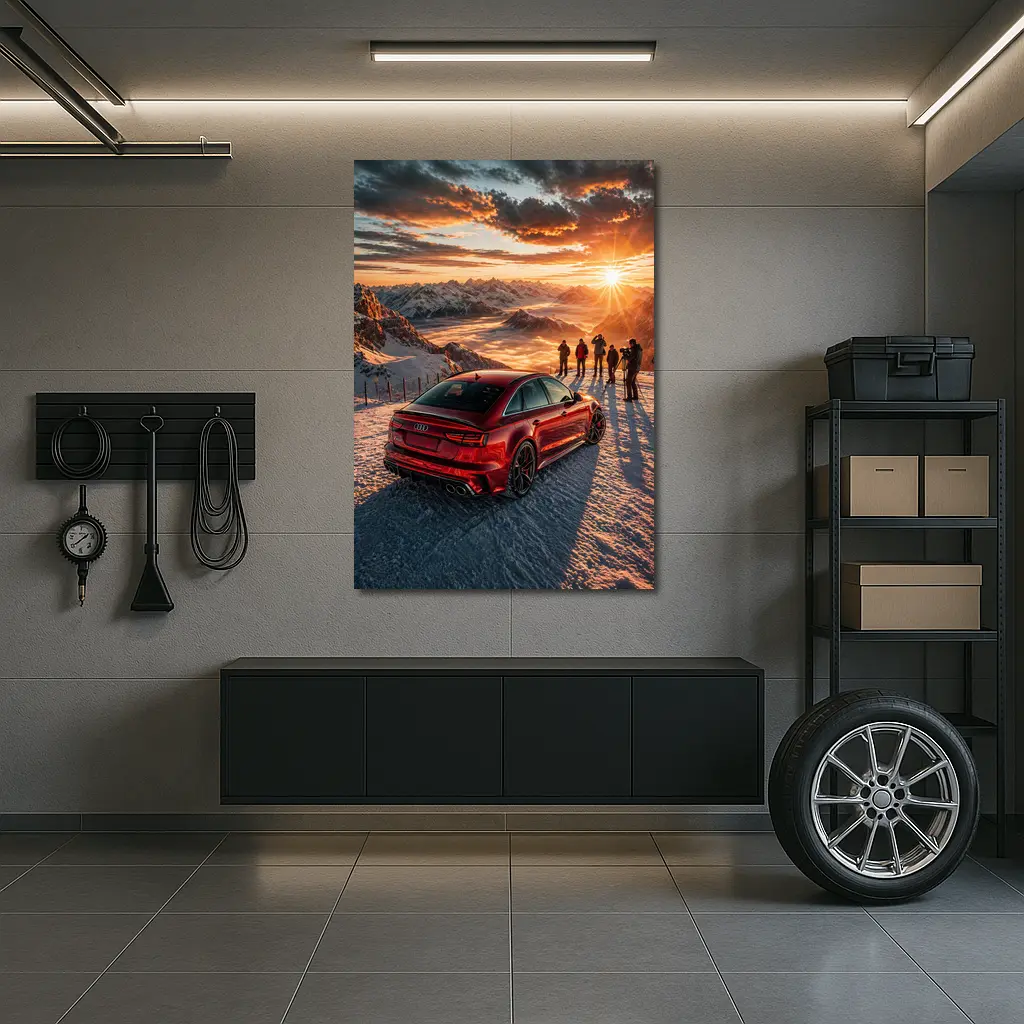 Audi RS6 Red Mountain Sunset Snow – Wall Art