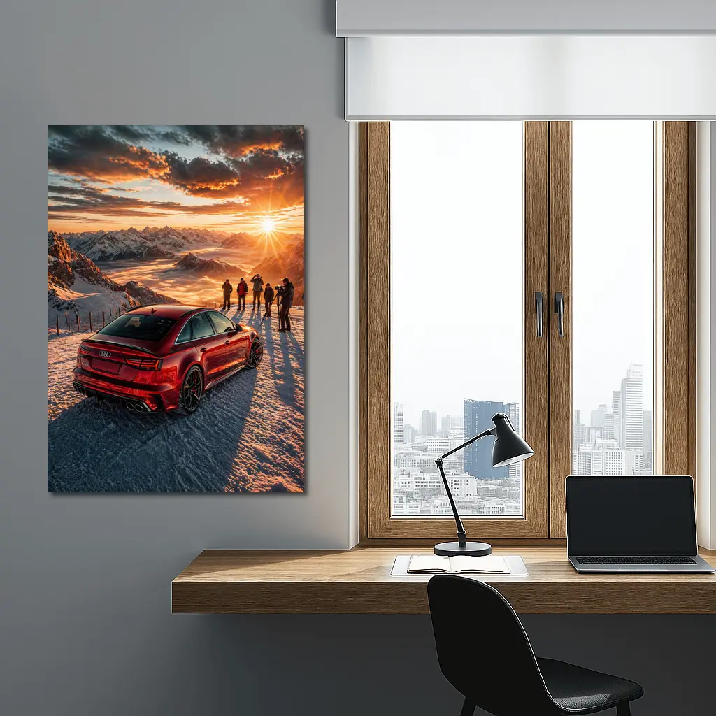 Audi RS6 Red Mountain Sunset Snow – Wall Art