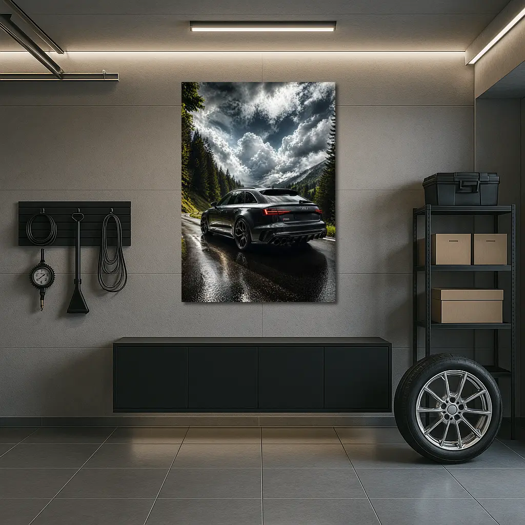 Audi RS6 Wet Mountain Road Dark Skies – Wall Art