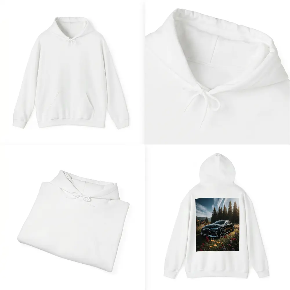 Audi RS7 Black Sedan Forest Meadow Setting – Hoodies