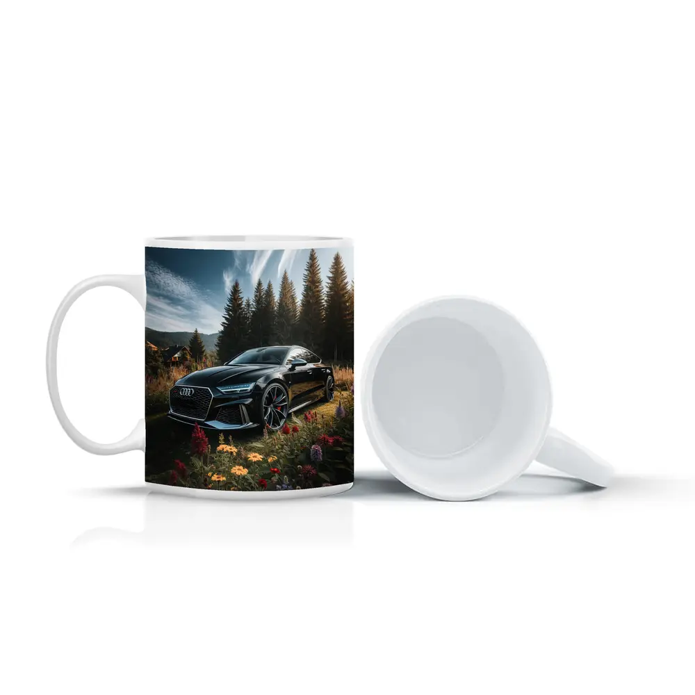 Audi RS7 Black Sedan Forest Meadow Setting – Mugs