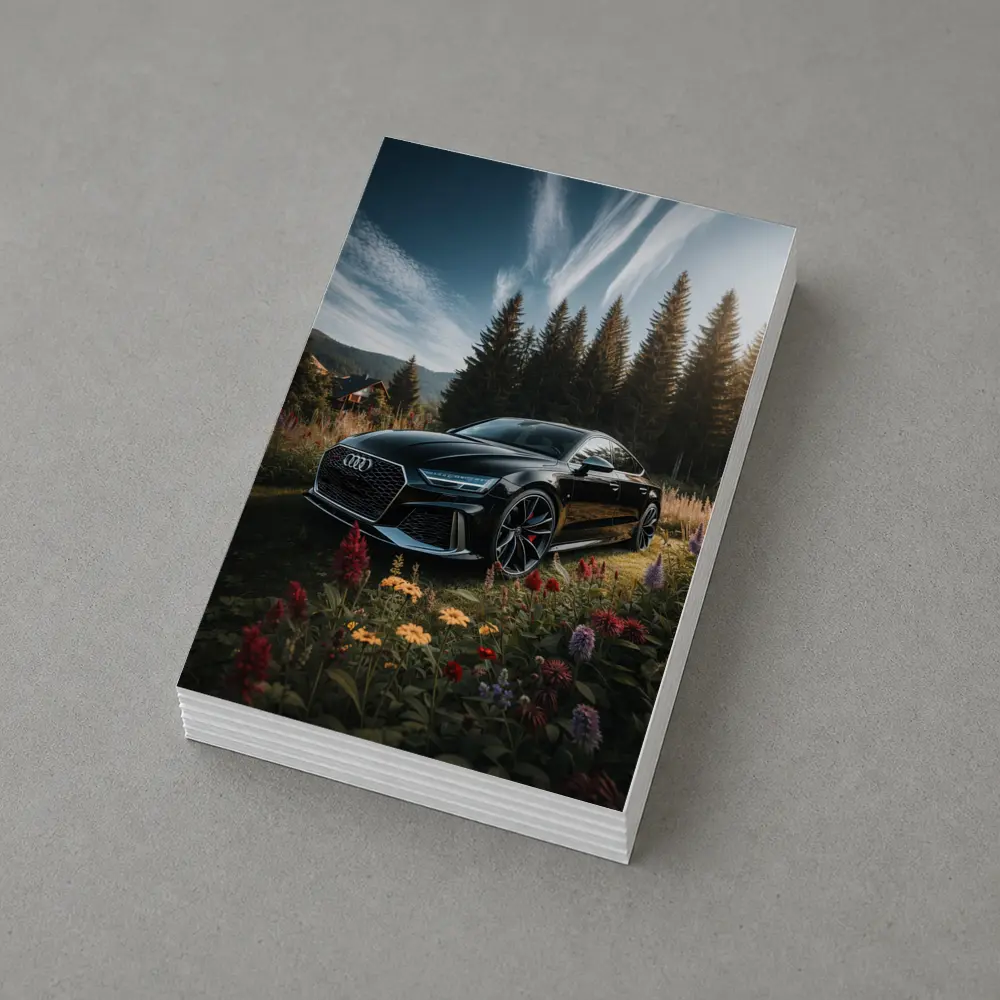 Audi RS7 Black Sedan Forest Meadow Setting – Postcards