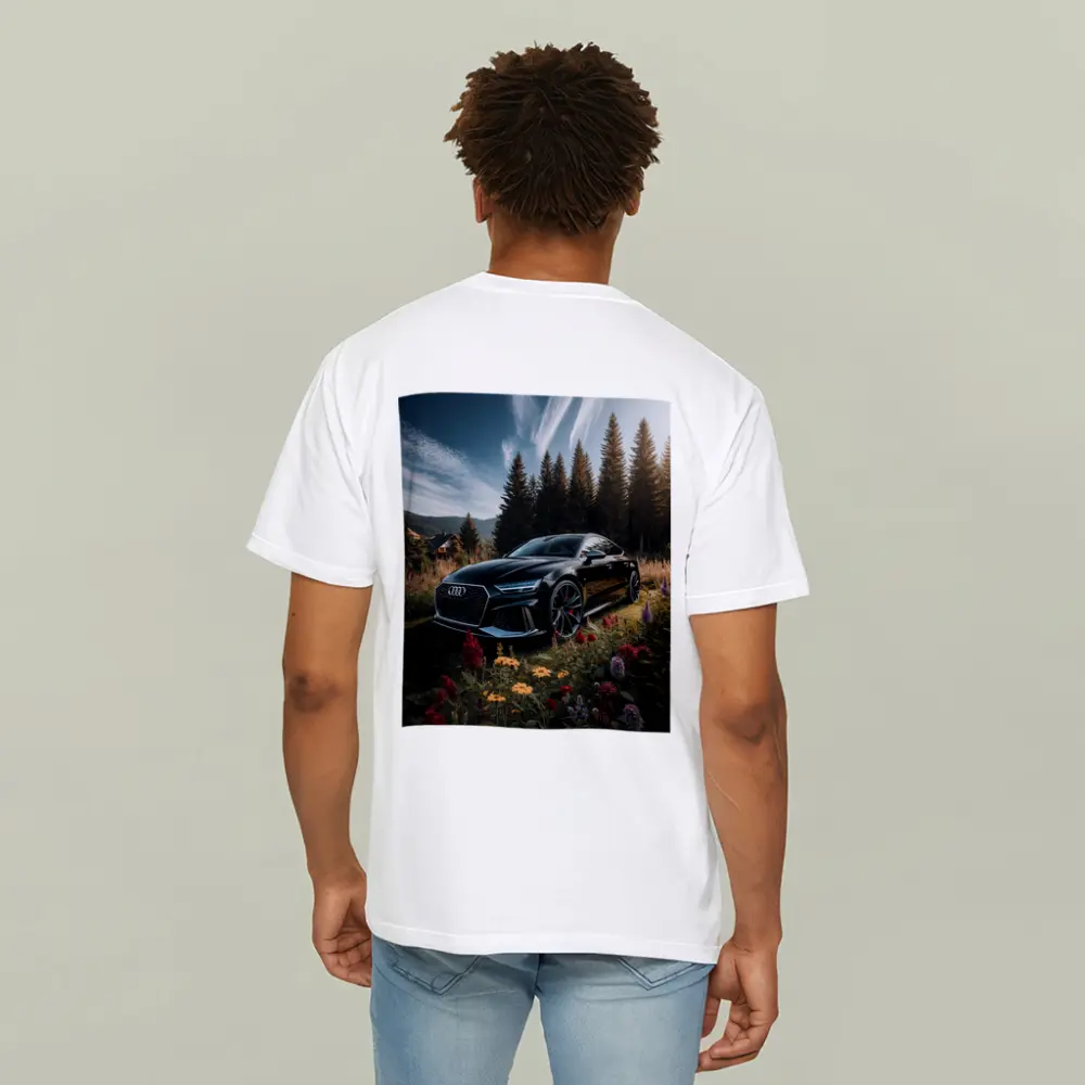 Audi RS7 Black Sedan Forest Meadow Setting – T-Shirts