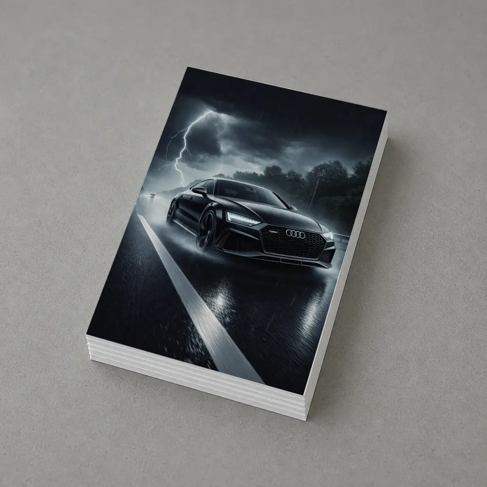 Audi RS7 Racing Through Stormy Night – Postcards