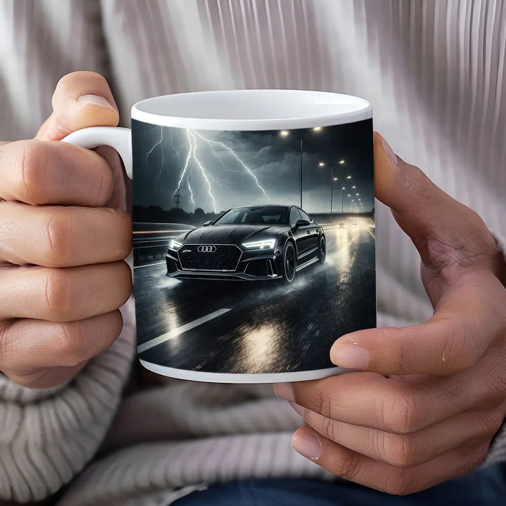 Audi RS7 Black Racing Through Stormy Night – Mugs
