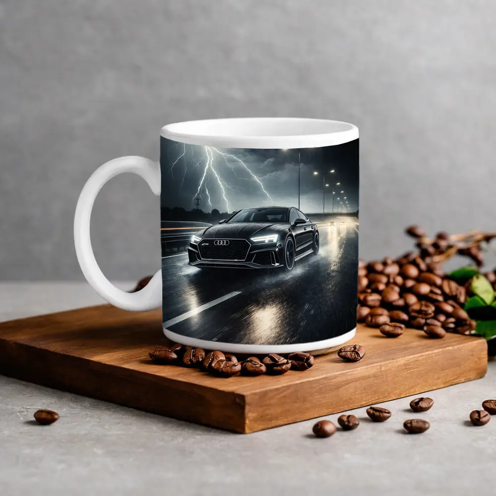 Audi RS7 Black Racing Through Stormy Night – Mugs