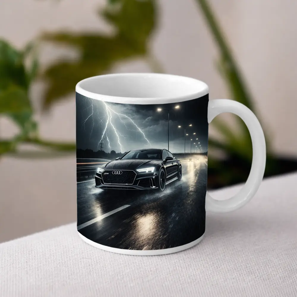Audi RS7 Black Racing Through Stormy Night – Mugs