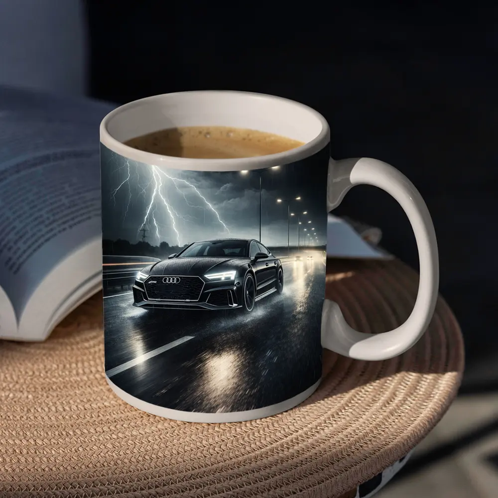 Audi RS7 Black Racing Through Stormy Night – Mugs