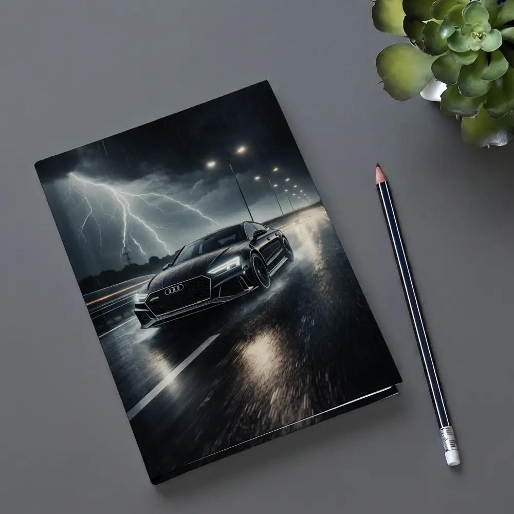 Audi RS7 Black Racing Through Stormy Night – Notebooks