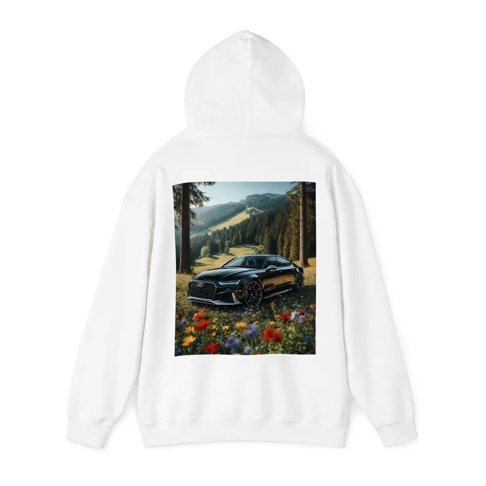 Audi RS7 Black Parked Wildflower Mountain Meadow – Hoodies