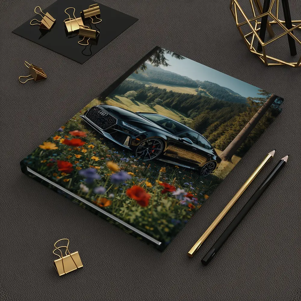Audi RS7 Black Parked Wildflower Mountain Meadow – Notebooks