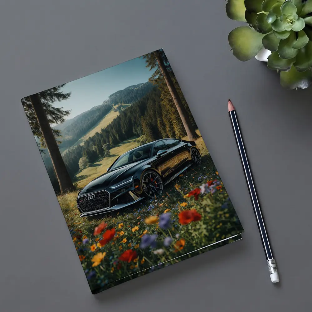 Audi RS7 Black Parked Wildflower Mountain Meadow – Notebooks