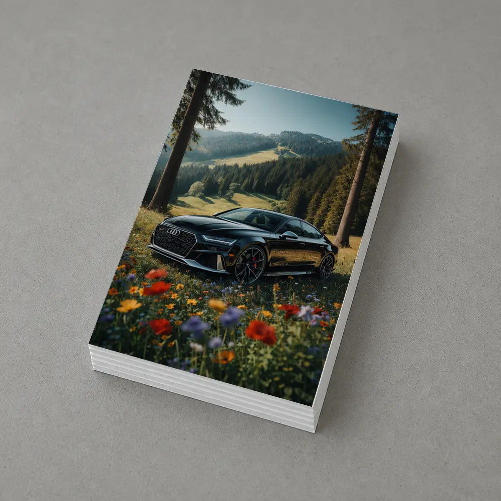 Audi RS7 Black Parked Wildflower Mountain Meadow – Postcards
