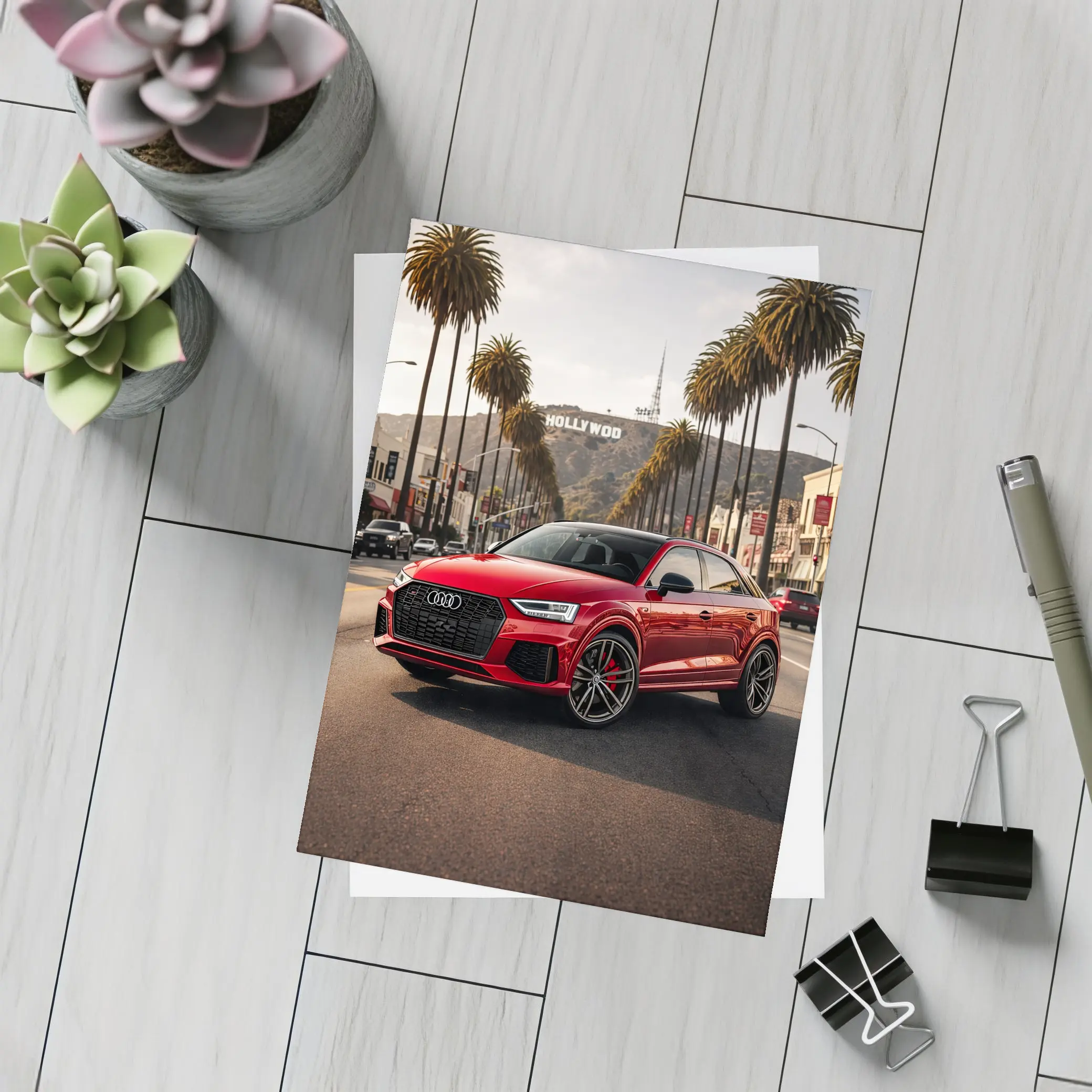 Audi RSQ3 Red Hollywood Los Angeles Street – Postcards