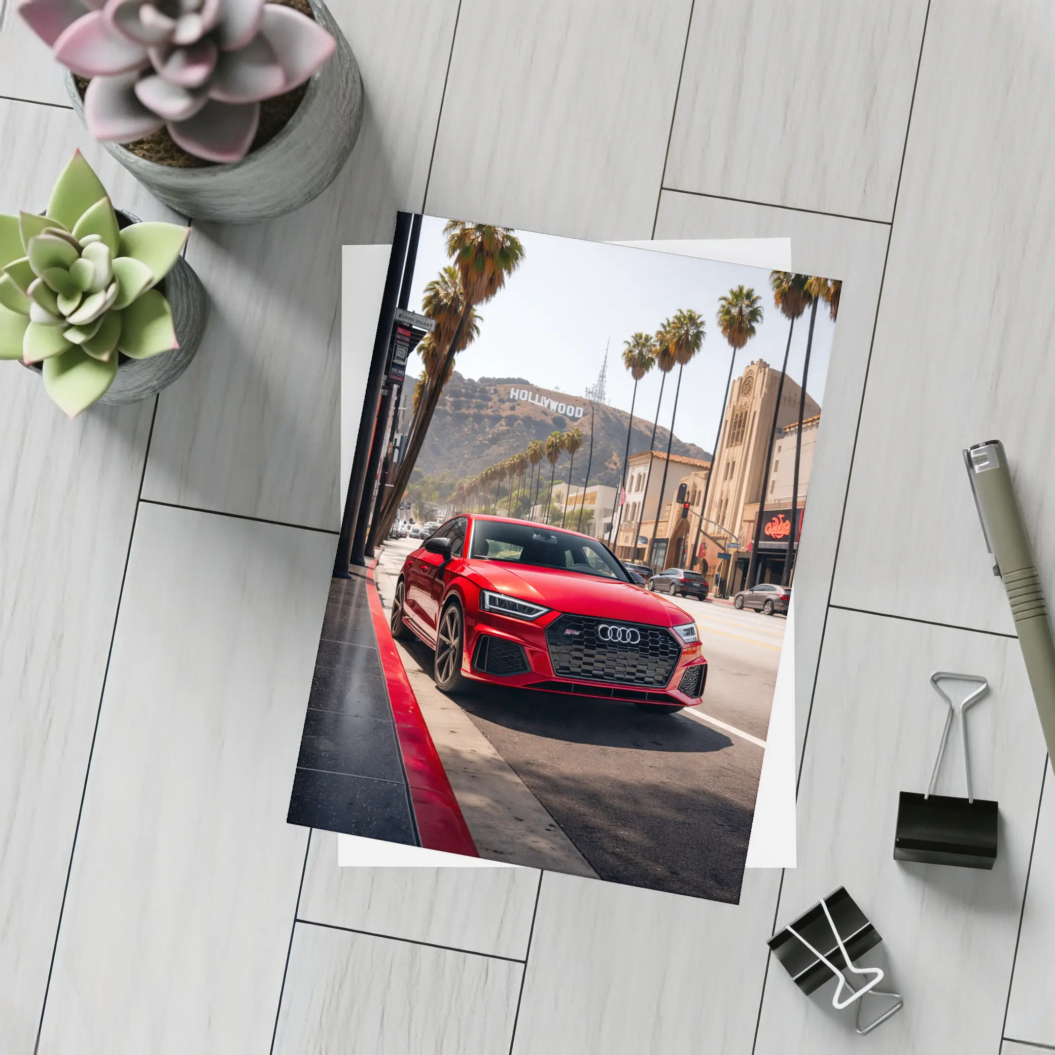 Audi RS Q3 Red Hollywood Los Angeles Street – Postcards