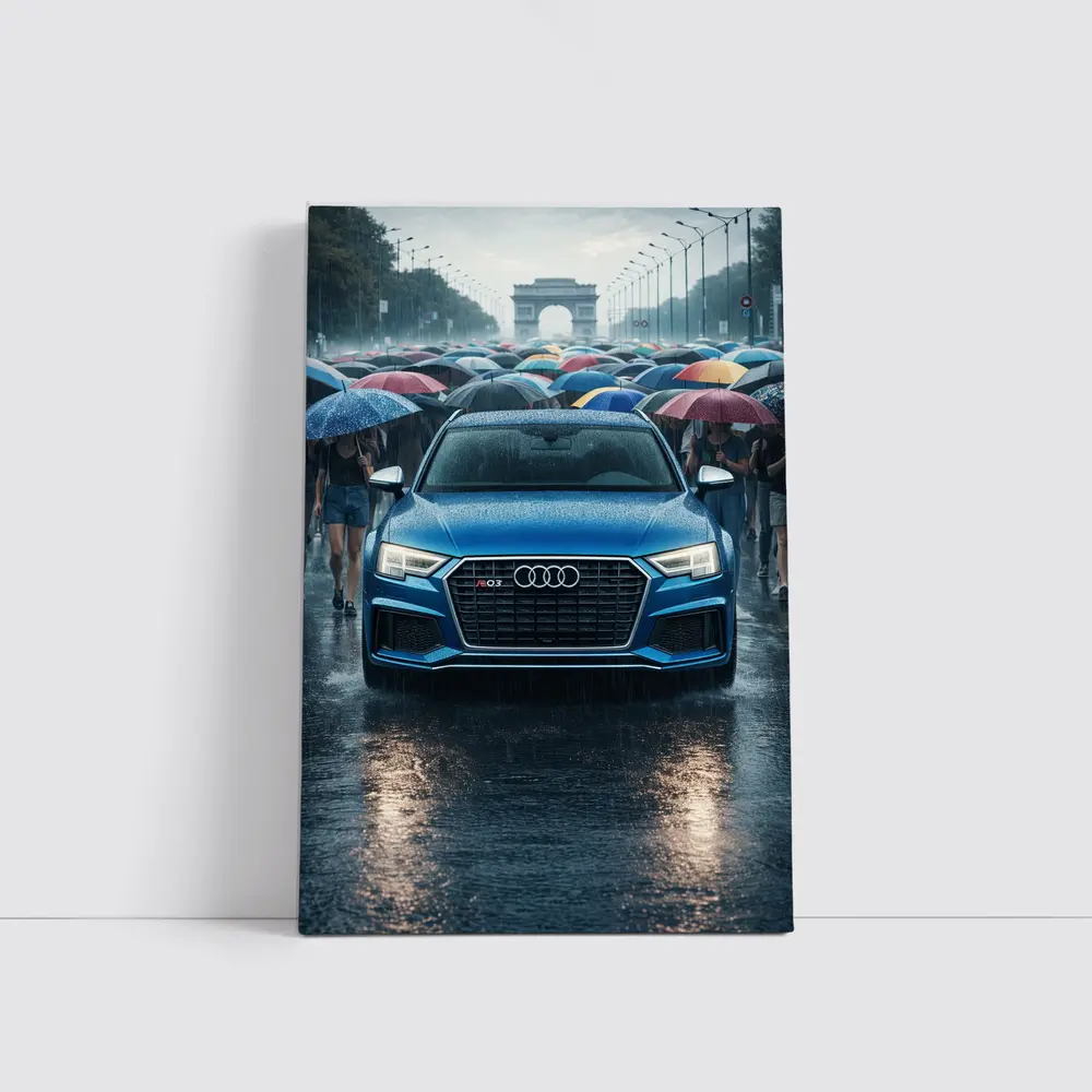 Audi RS Q3 Rainy Paris Street Scene – Wall Art