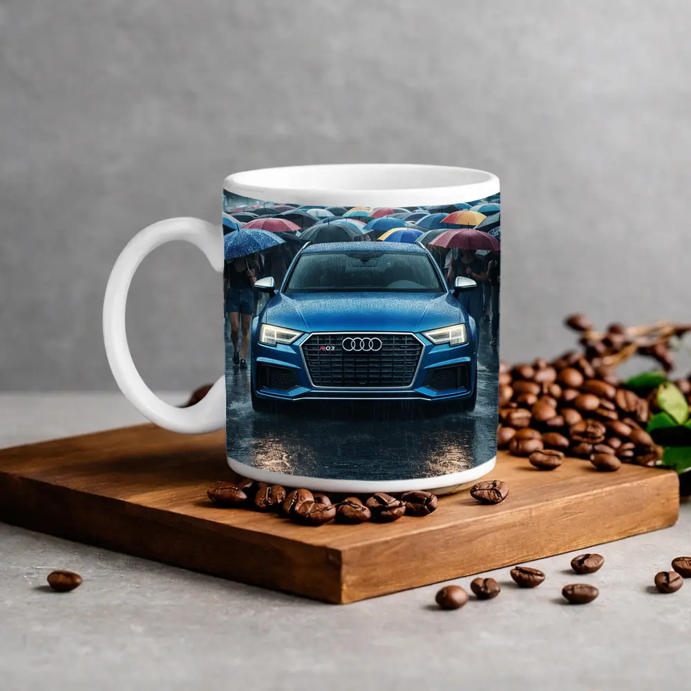 Audi RS Q3 Rainy Paris Street Scene – Mugs