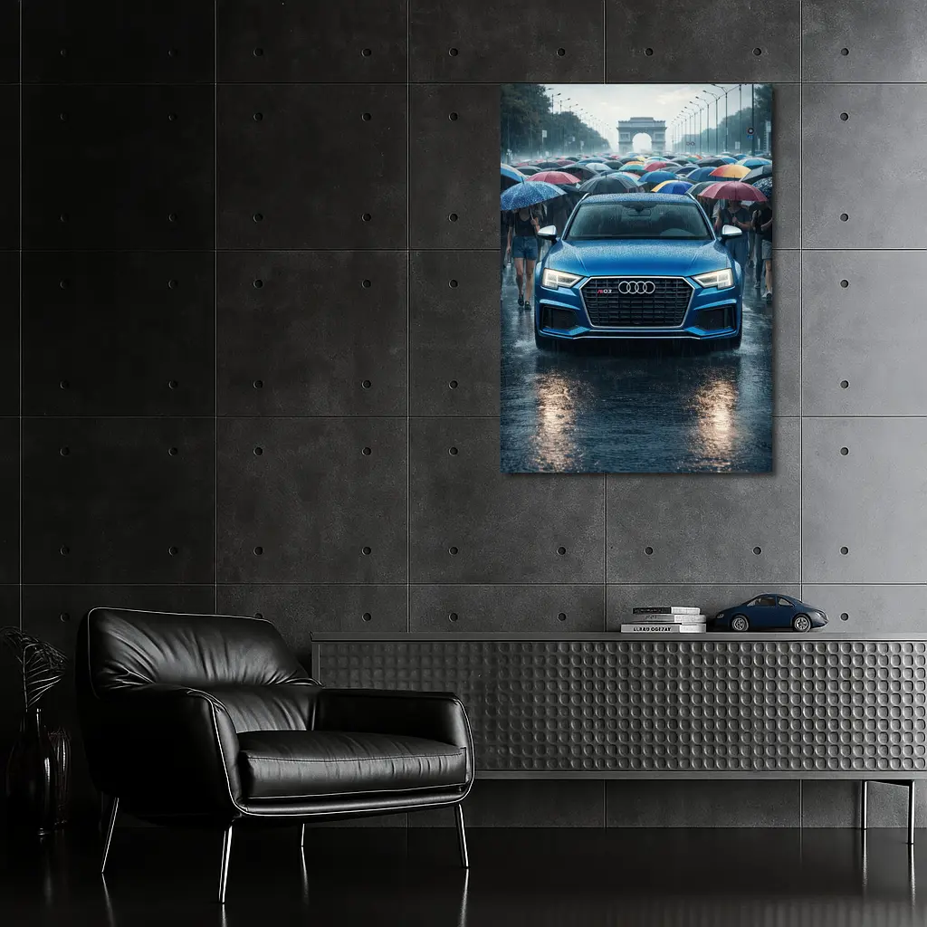 Audi RS Q3 Rainy Paris Street Scene – Wall Art