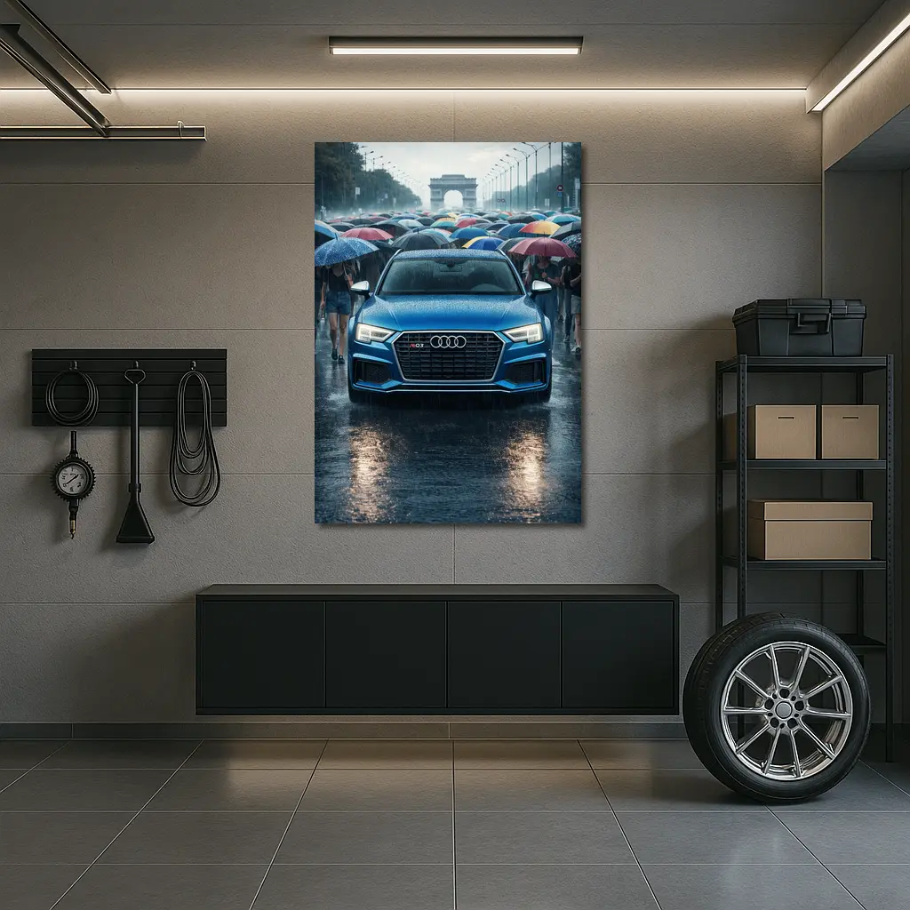 Audi RS Q3 Rainy Paris Street Scene – Wall Art