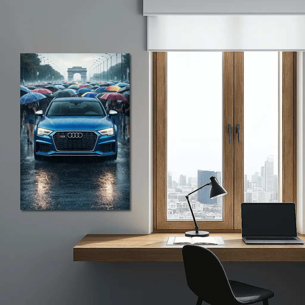 Audi RS Q3 Rainy Paris Street Scene – Wall Art