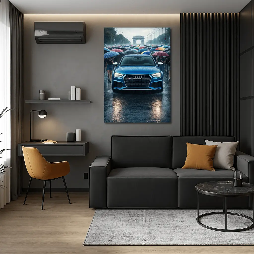 Audi RS Q3 Rainy Paris Street Scene – Wall Art