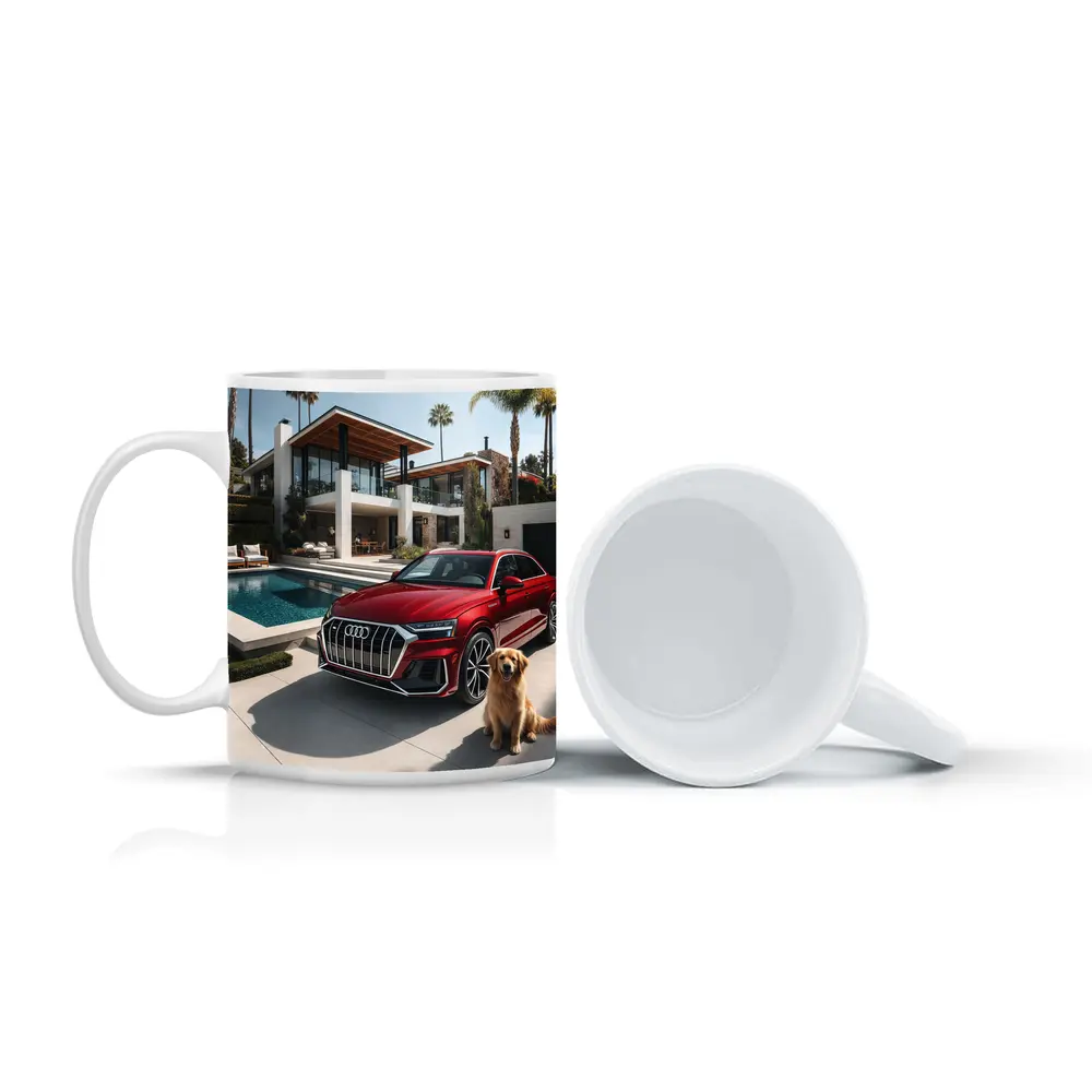 Audi Q8 Red SUV Luxury Villa Setting – Mugs