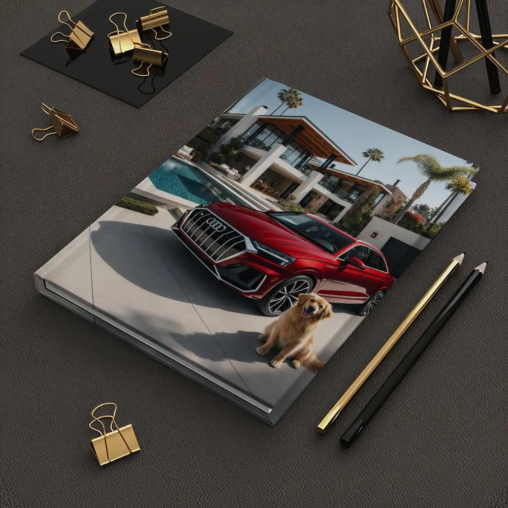 Audi Q8 Red SUV Luxury Villa Setting – Notebooks