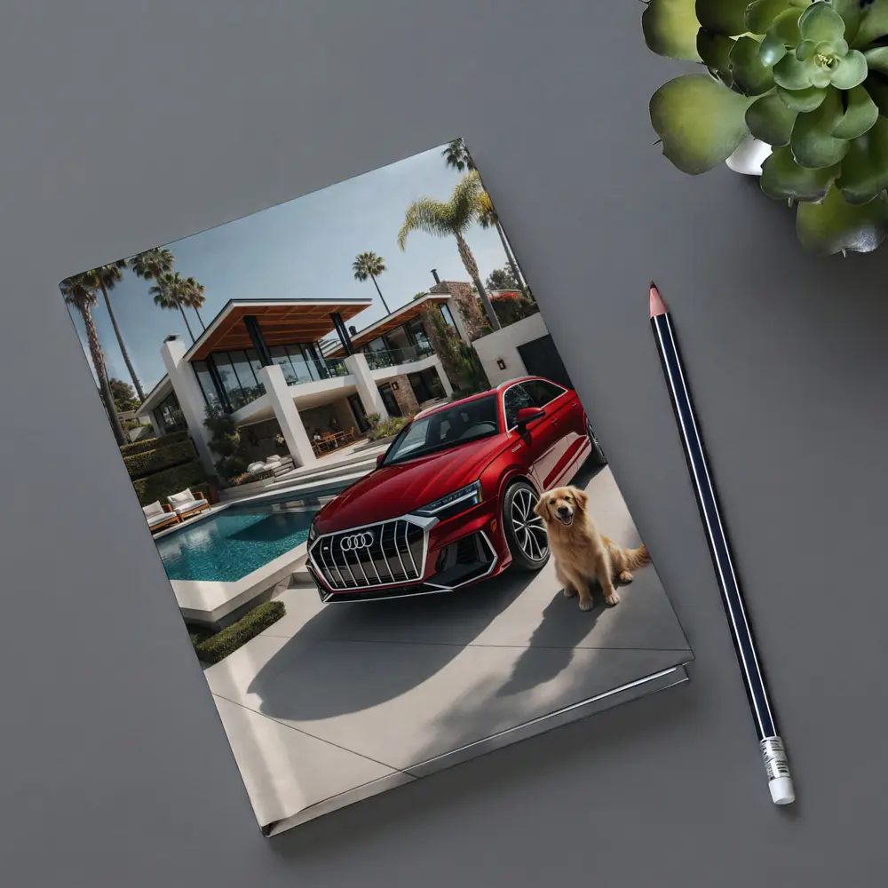 Audi Q8 Red SUV Luxury Villa Setting – Notebooks