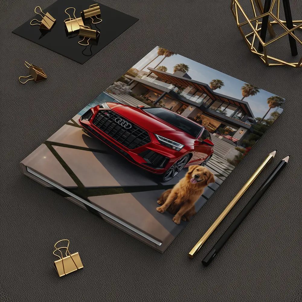 Red Audi SQ8 Golden Retriever Luxury Mansion – Notebooks
